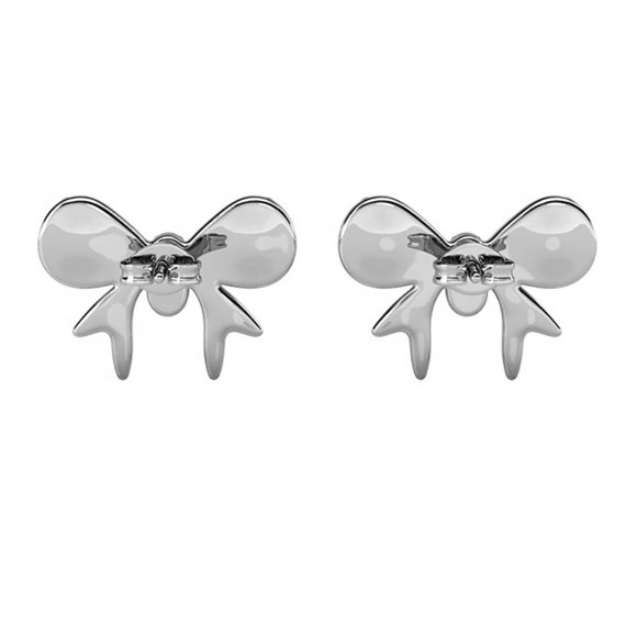 Cute Bow Stud Earrings With Swarovski Crystals - Picture 5 of 5